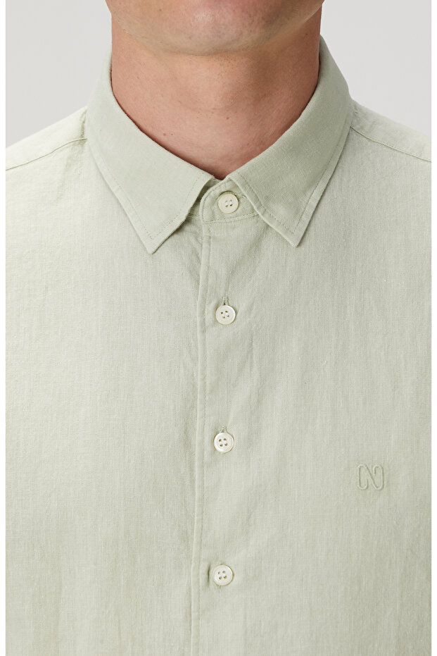 Mint Nane Keten Karışımlı Gömlek - 6