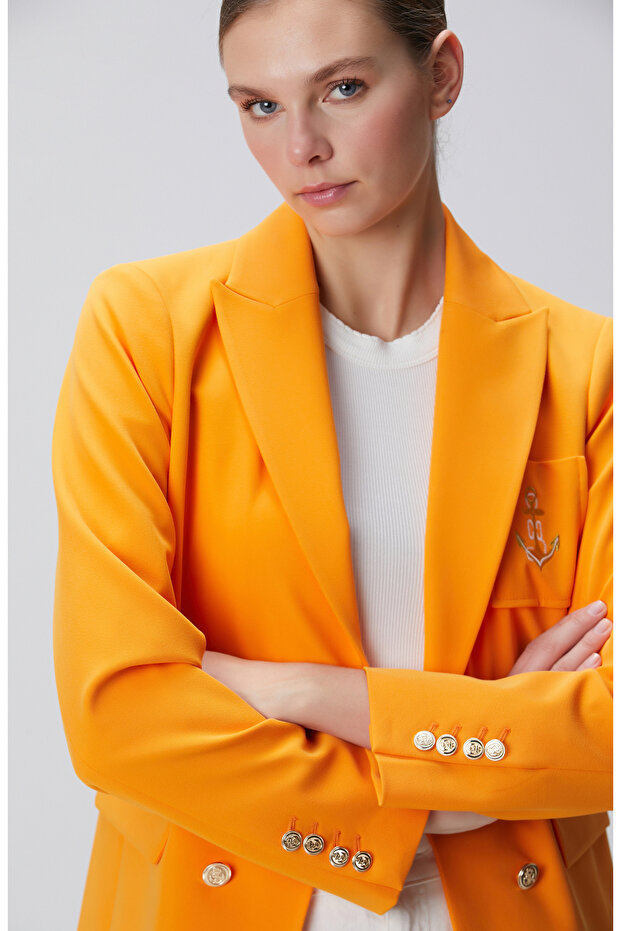 Turuncu Blazer Ceket - 2