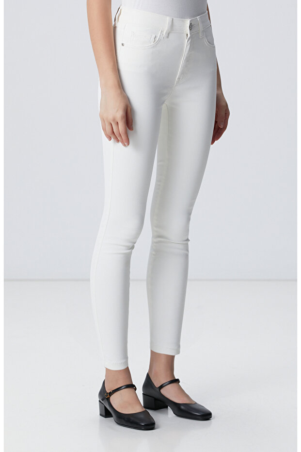 Beyaz Denim Pantolon - 3