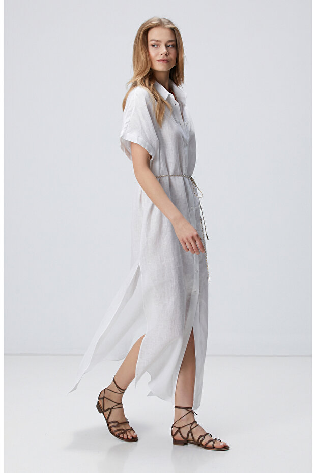 Beyaz Plaj Elbise - 1