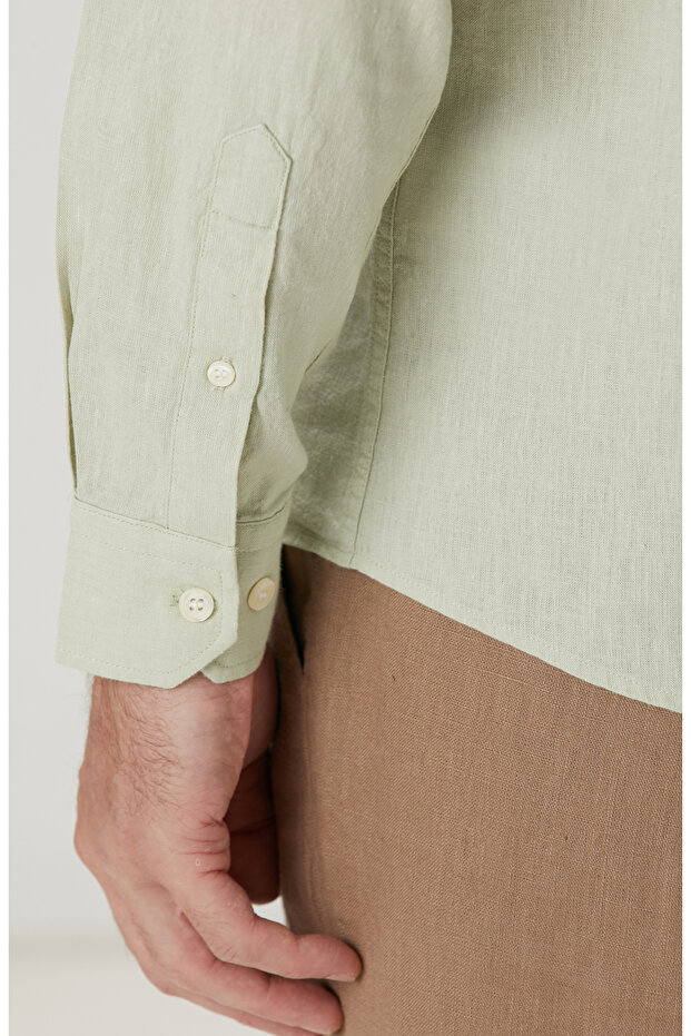 Mint Nane Keten Karışımlı Gömlek - 7