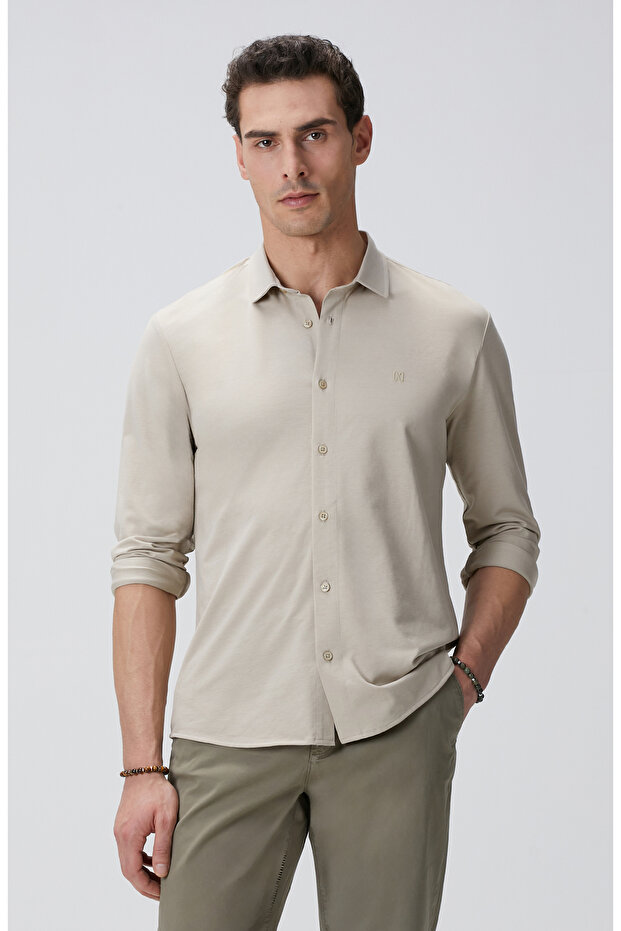 Bej Örme Gömlek - 1