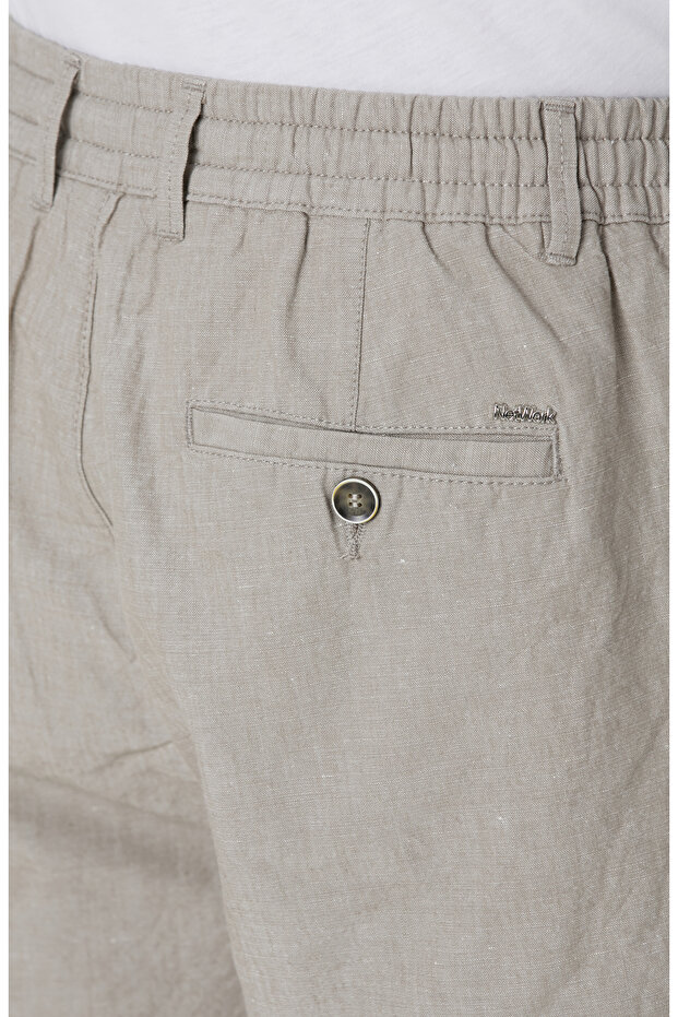 Vizon Keten Karışımlı Şort - 5