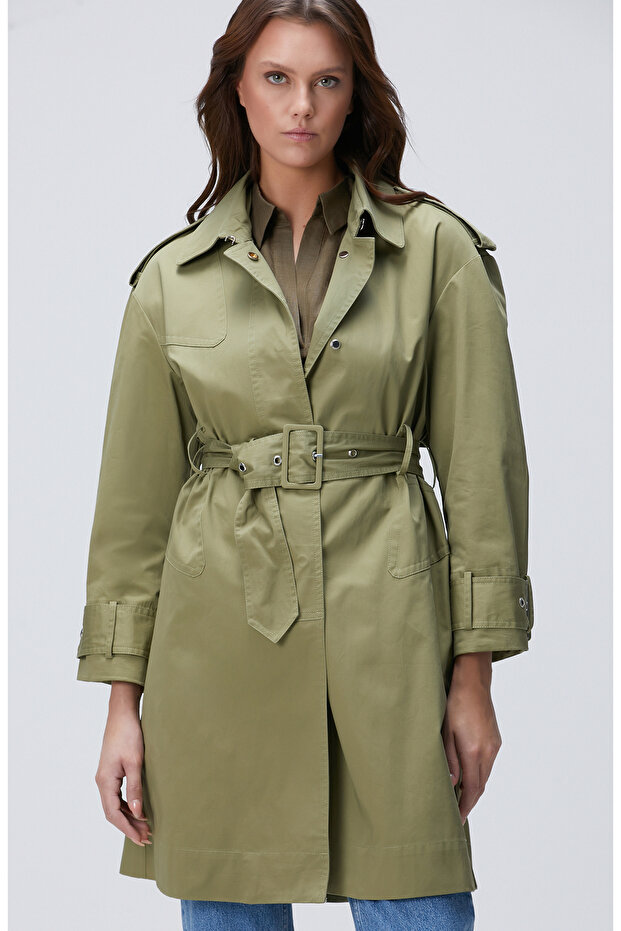 Haki Kemerli Pardösü - 1