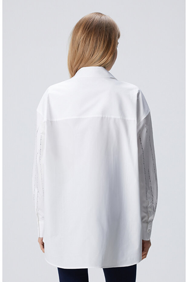 Beyaz Taş Baskılı Gömlek - 5