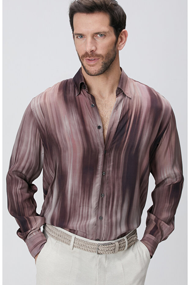 Bordo Baskılı Gömlek - 2