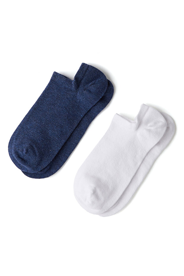Beyaz Indigo Bambu Erkek 2li Çorap Seti - 1