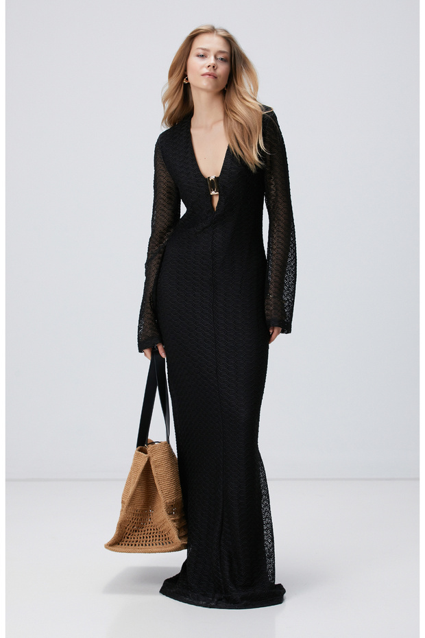 Siyah Plaj Elbise - 1