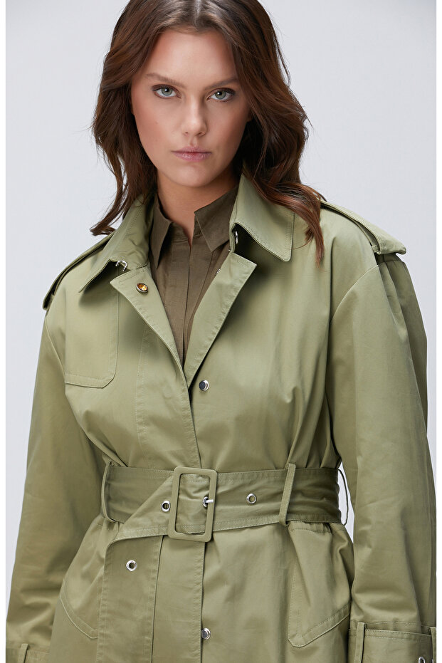 Haki Kemerli Pardösü - 2