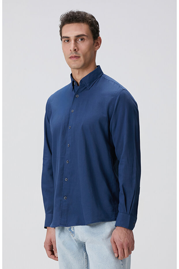 Indigo Mikro Desenli Gömlek - 4