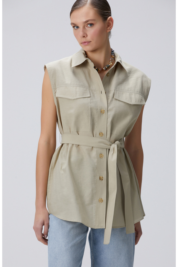 Açık Haki Gömlek - 4