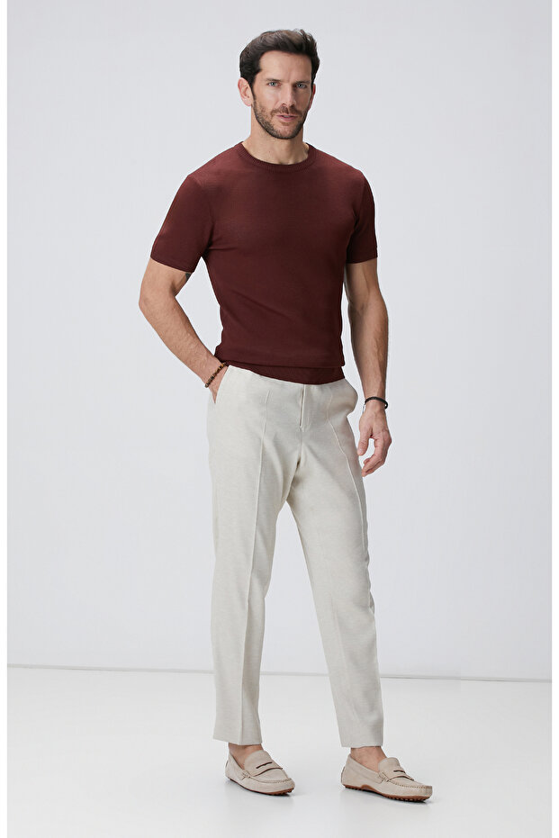 Naturel Armürlü Pantolon - 1