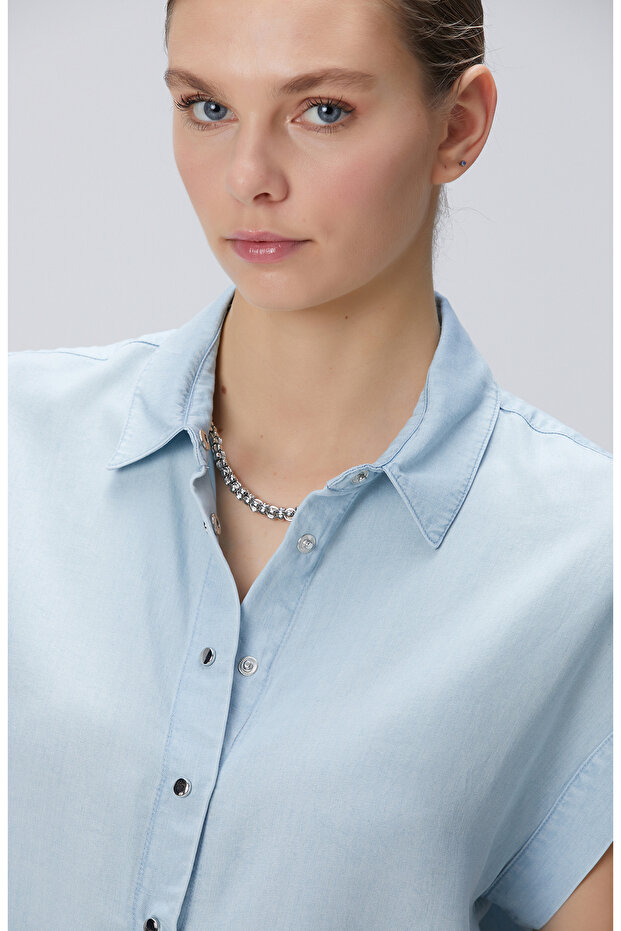 Açık  Mavi  Denim Gömlek - 2