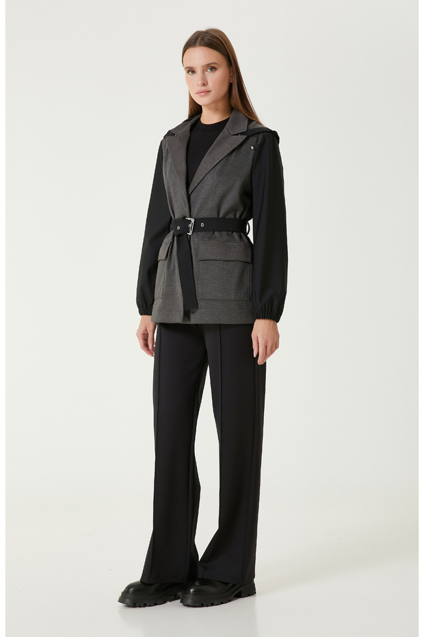 Siyah N-Tech Kemerli Ceket - 3