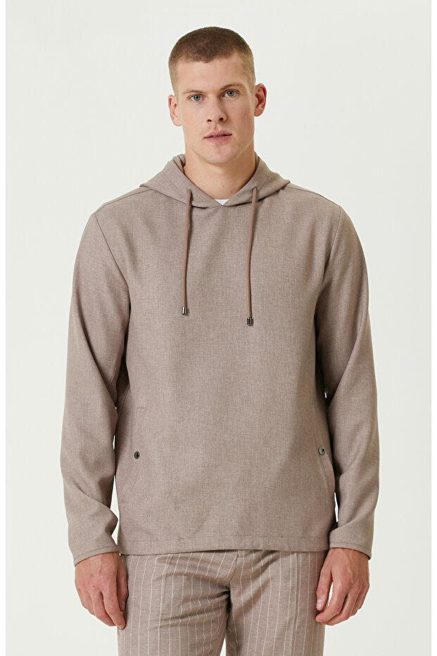 Bej Kapüşonlu Comfort Dış Gömlek - 1