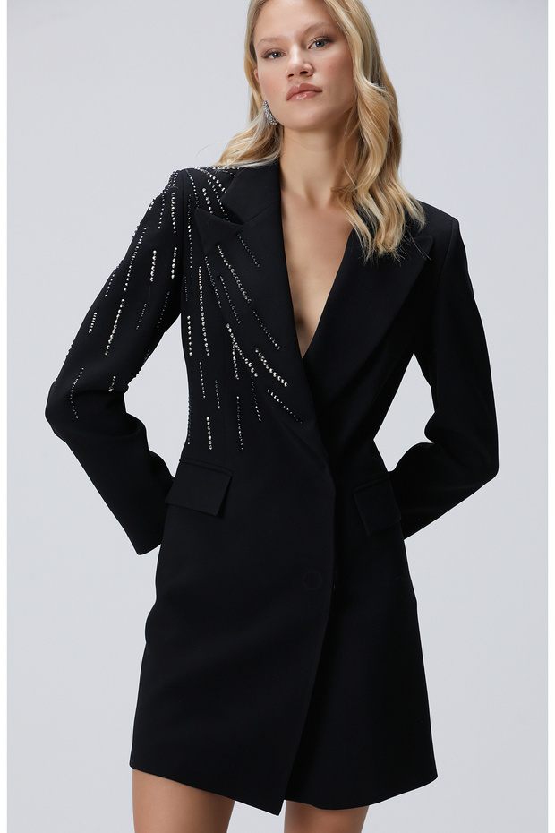 Siyah Mini Abiye Elbise - 3