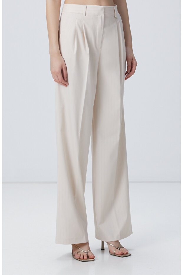 Bej Çizgili Pantolon - 3