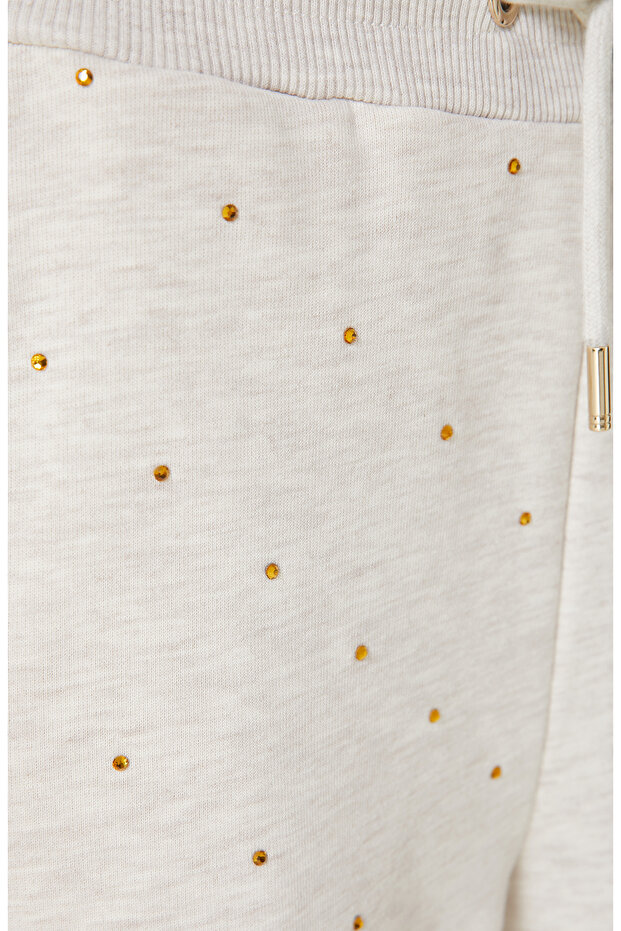 Bej Melanj Taş Baskılı Eşofman - 4