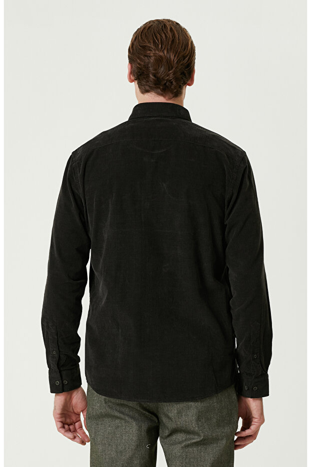 Haki Fitilli Kadife Gömlek - 5