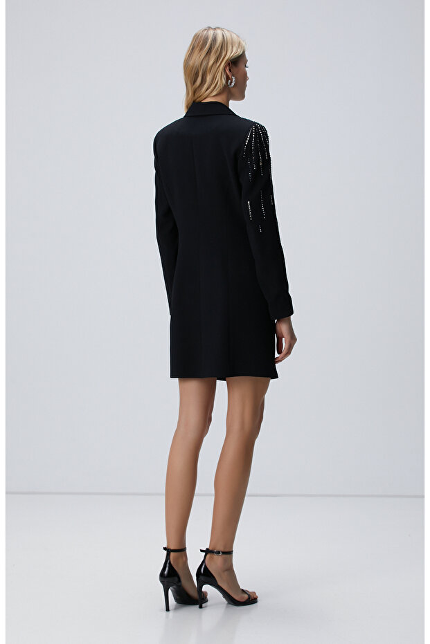 Siyah Mini Abiye Elbise - 6