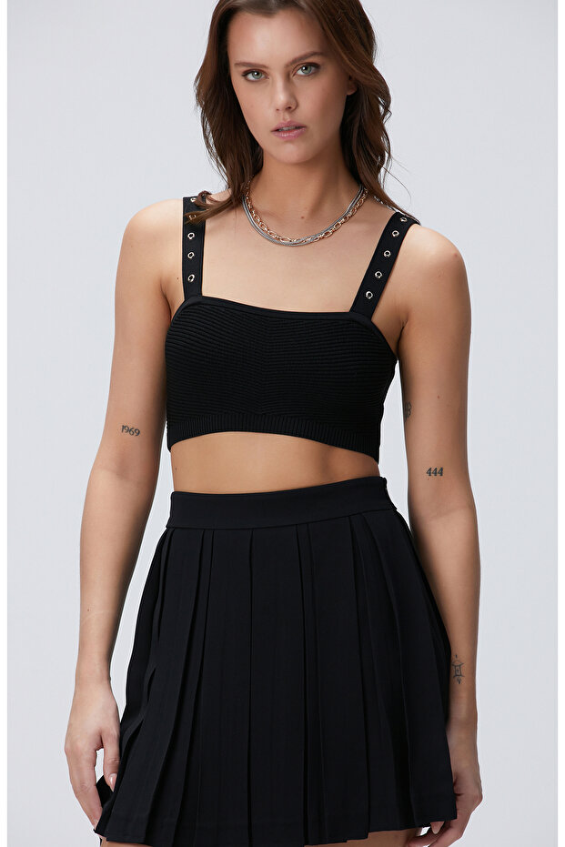 Siyah Triko Büstiyer - 4