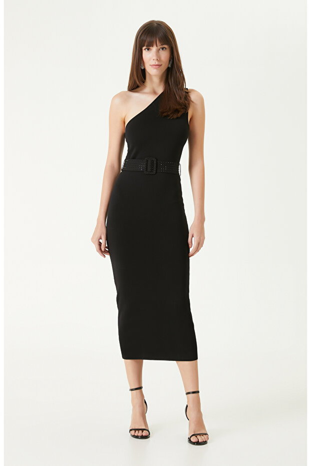 Siyah Triko Abiye Elbise - 2