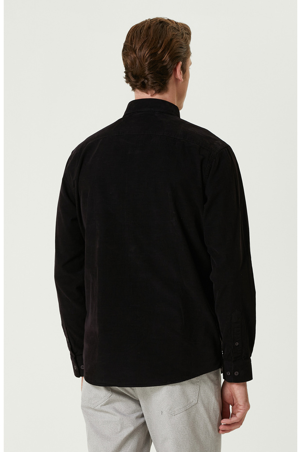 Bordo Fitilli Kadife Gömlek - 5