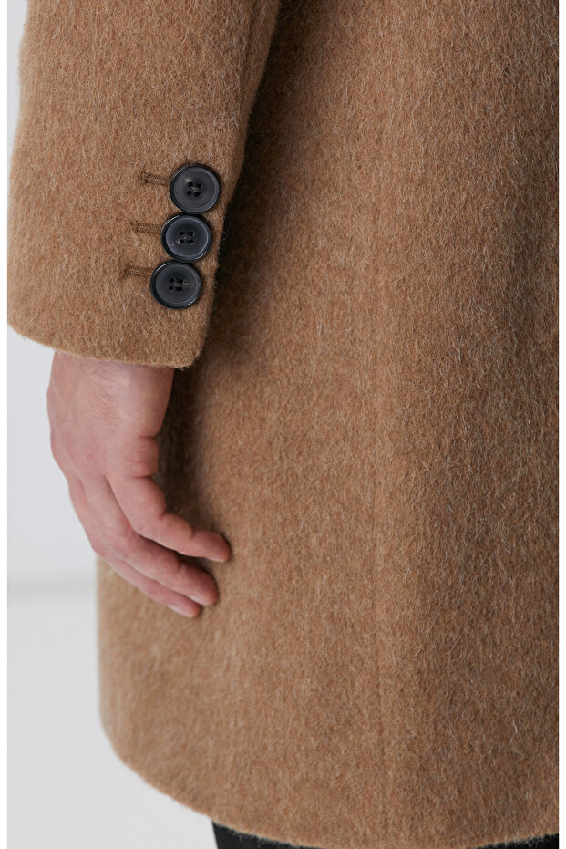 Camel Yün Karışımlı Palto - 7