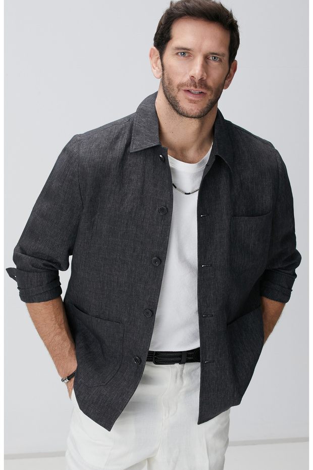 Antrasit Keten Ceket - 1