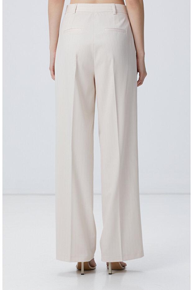 Bej Çizgili Pantolon - 4