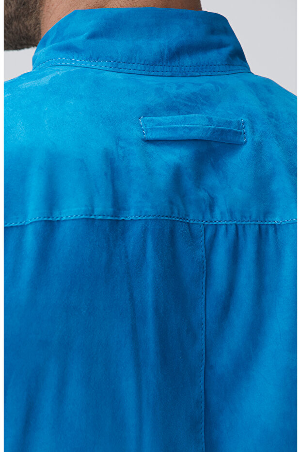 Parlement Mavi Süet Mont - 7