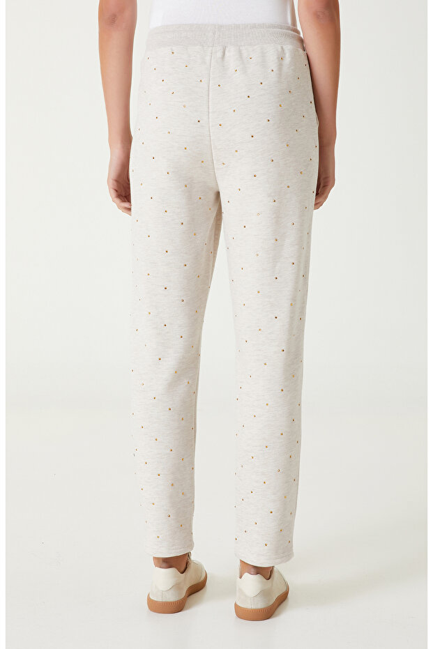 Bej Melanj Taş Baskılı Eşofman - 5