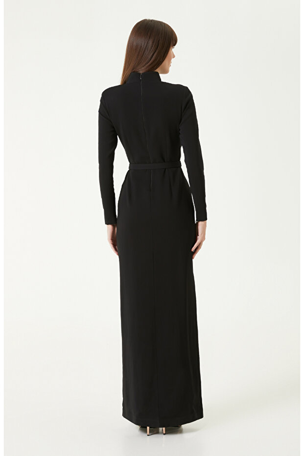 Siyah Maxi Abiye Elbise - 6