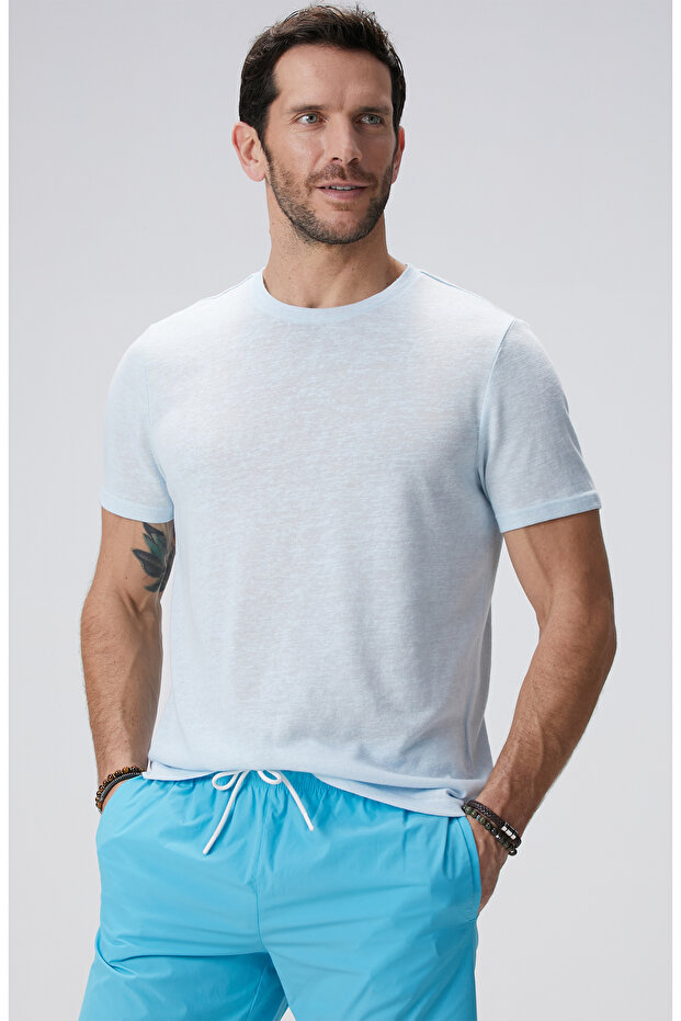 Açık Mavi Basic T-shirt - 1