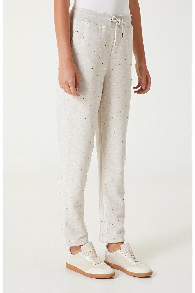 Bej Melanj Taş Baskılı Eşofman - 3