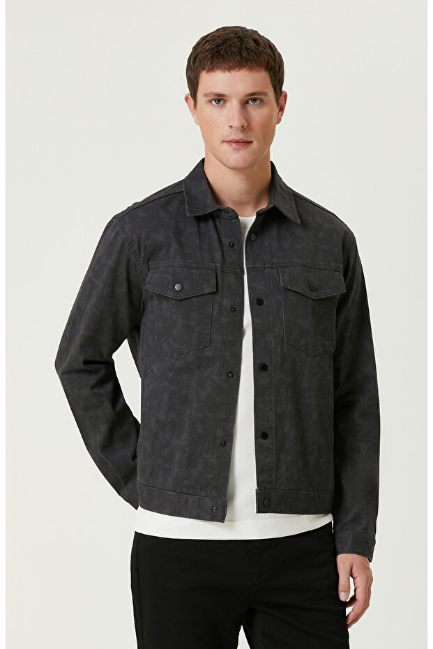 Siyah Desenli Denim Mont - 1