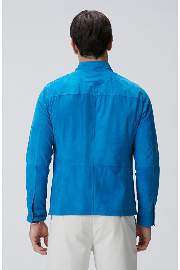 Parlement Mavi Süet Mont - 5