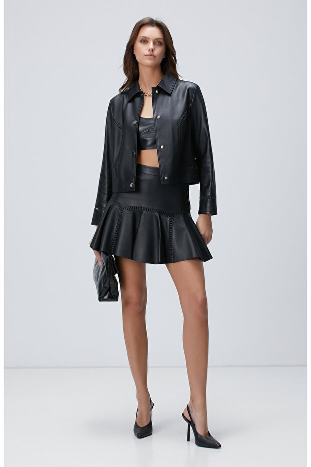 Siyah Deri Büstiyer - 3