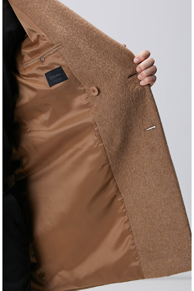 Camel Yün Karışımlı Palto - 8