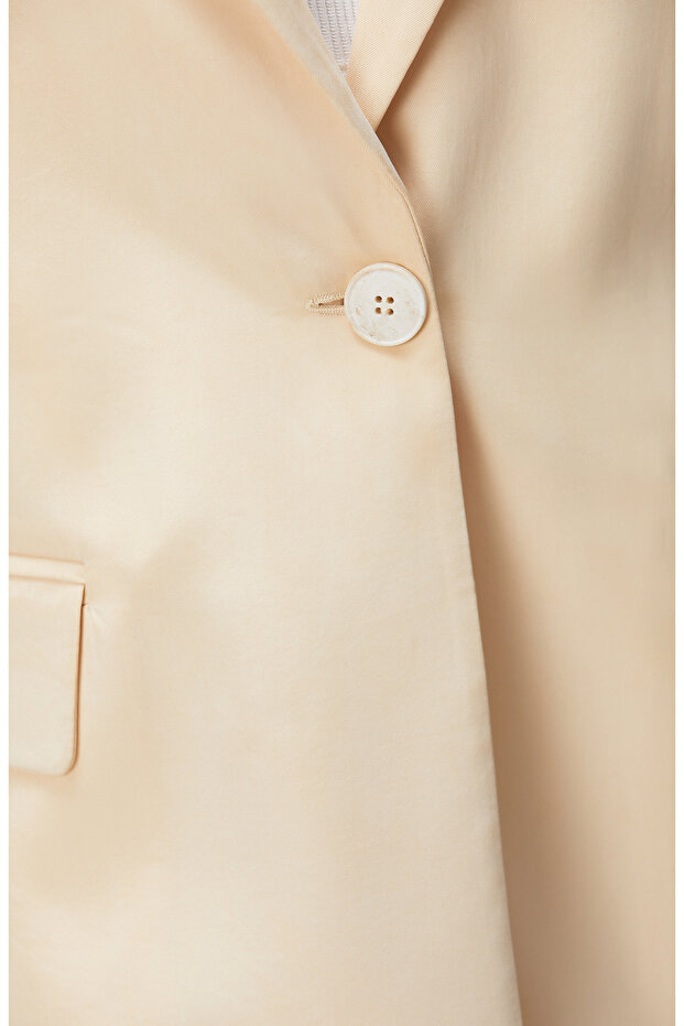 Açık Bej Cupro Blazer Ceket - 6