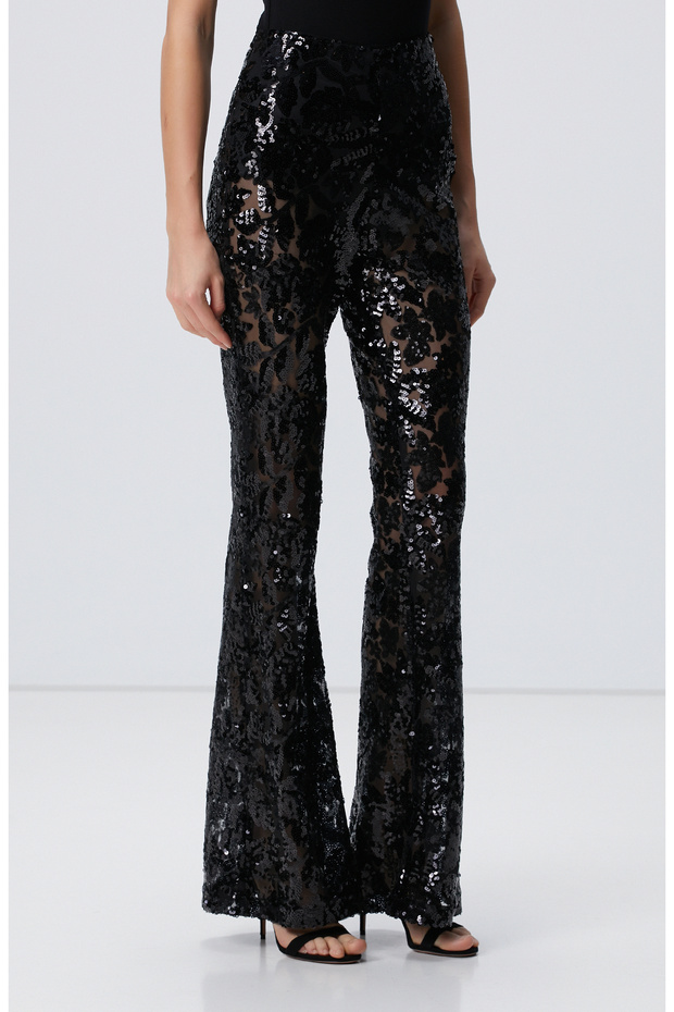 Siyah Payetli Pantolon - 2