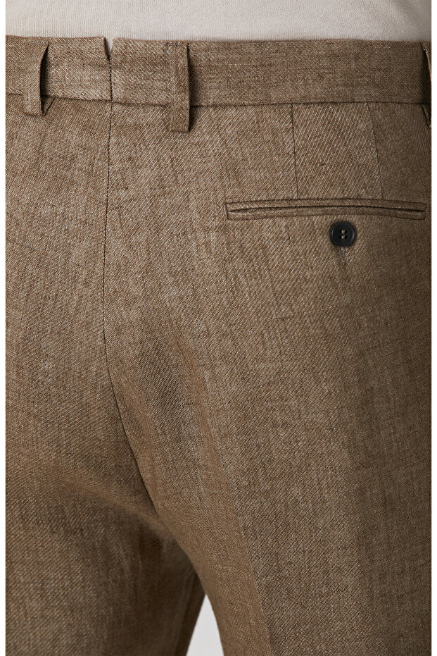 Camel Keten Karışımlı Pantolon - 5