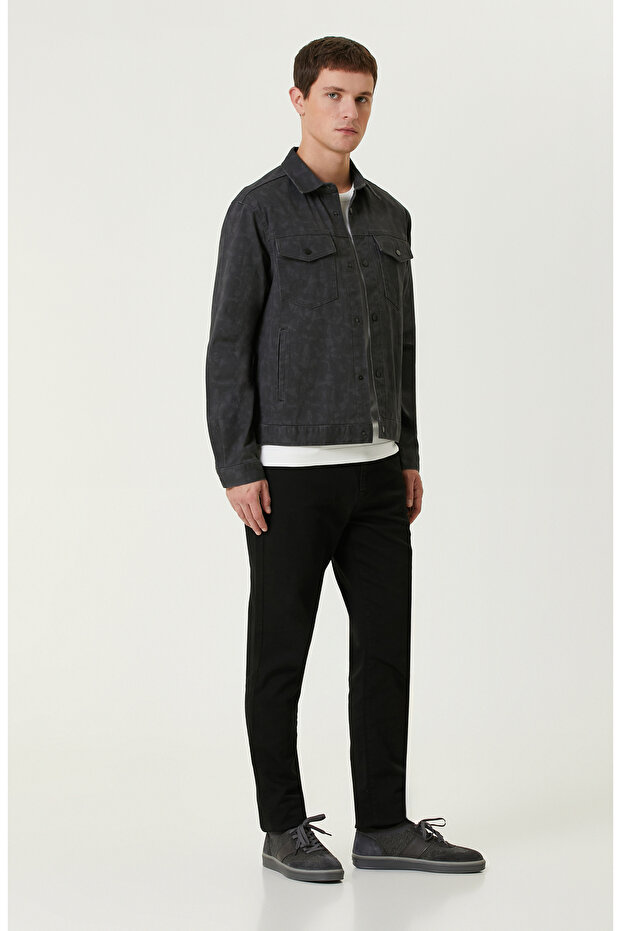 Siyah Desenli Denim Mont - 3