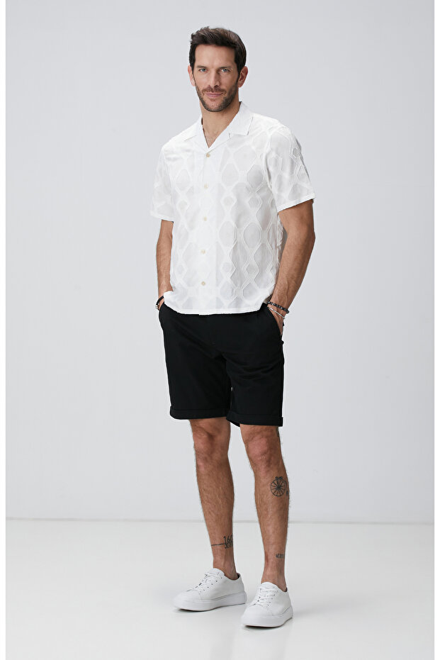 Beyaz Desenli Gömlek - 3