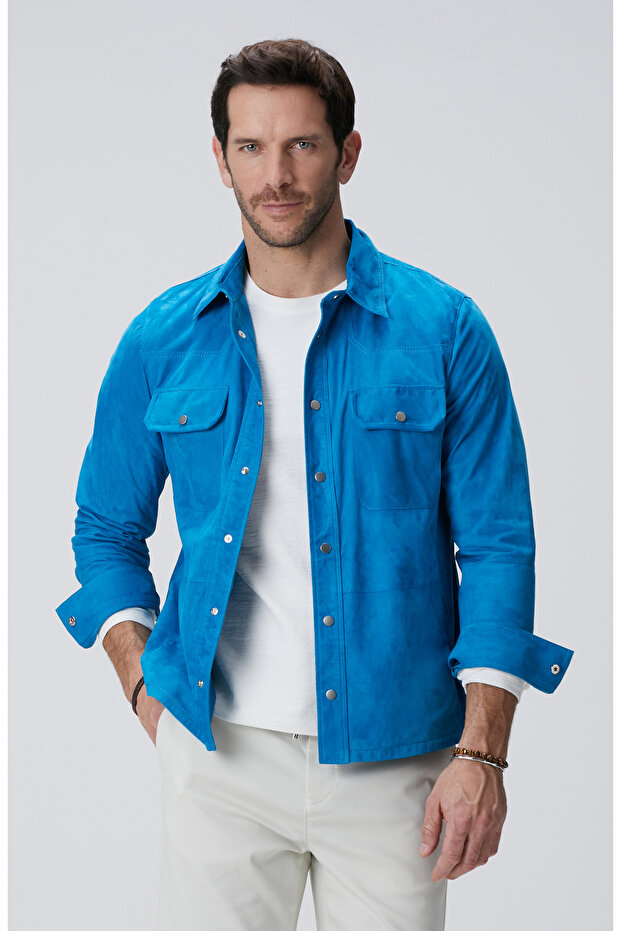 Parlement Mavi Süet Mont - 2