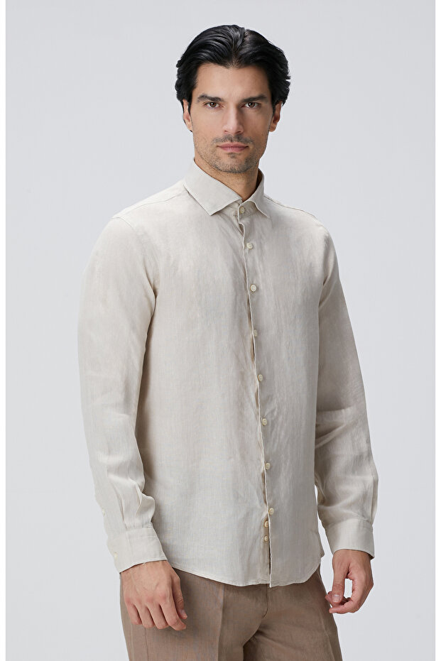 Naturel Keten Gömlek - 4