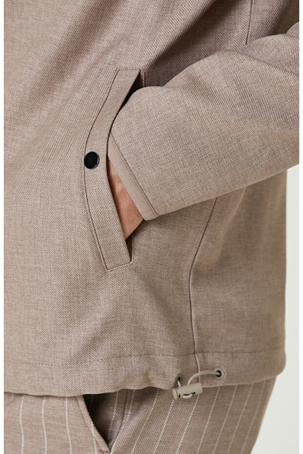 Bej Kapüşonlu Comfort Dış Gömlek - 7