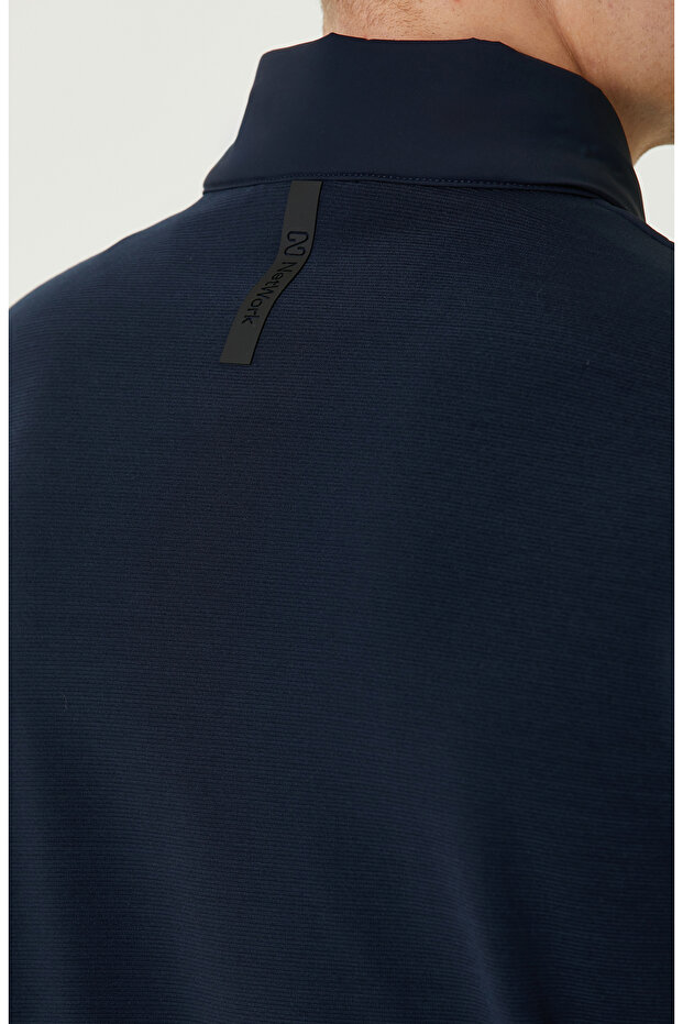 Lacivert Triko Kollu Mont - 7