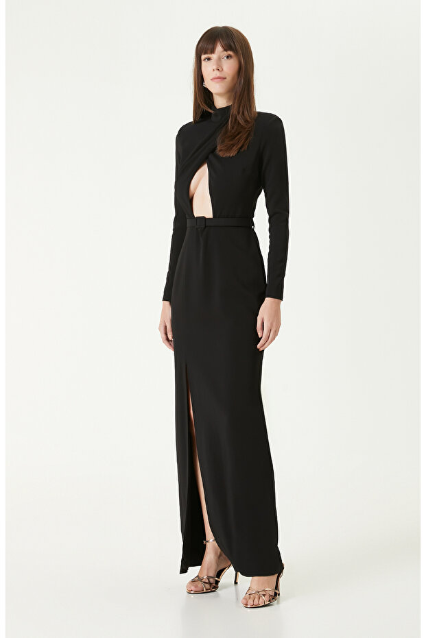 Siyah Maxi Abiye Elbise - 4