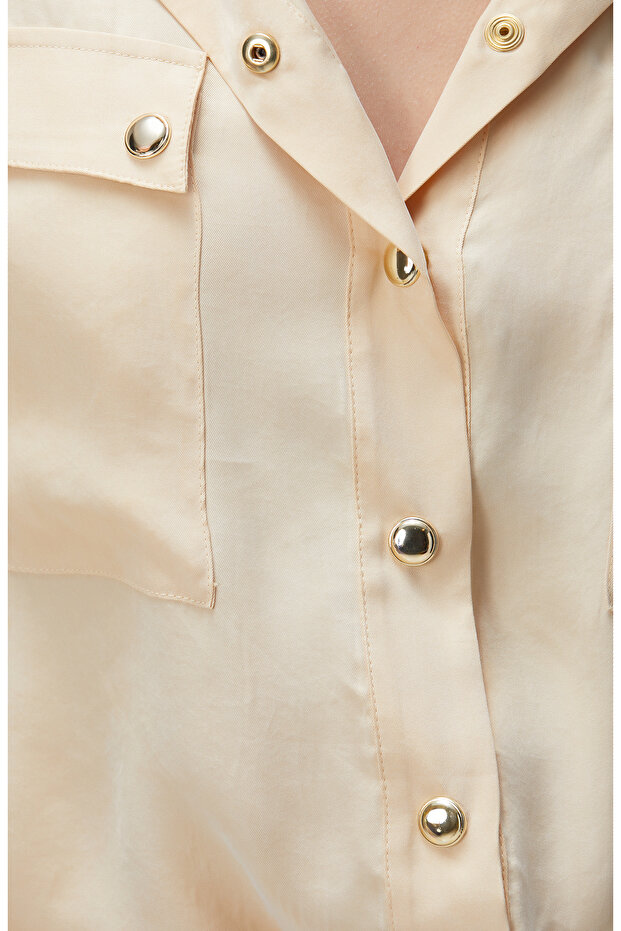 Açık Bej Cupro Gömlek - 7